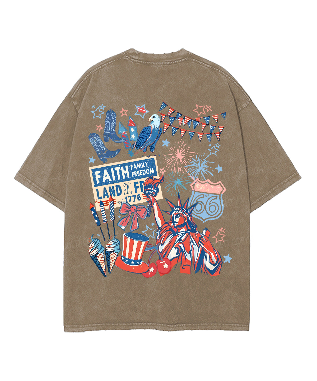 Faith Family Freedom Double Sided Unisex Washed Christian T-shirt