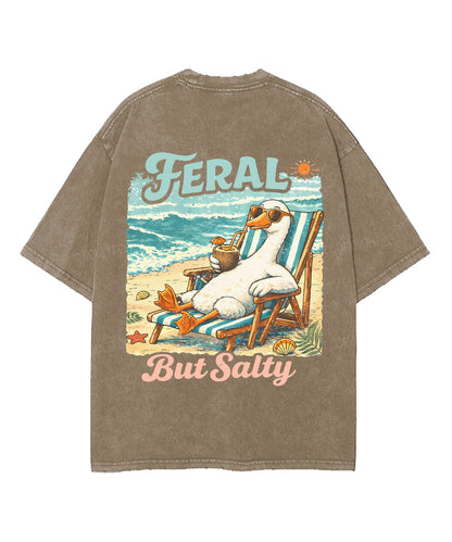 Feral But Salty Double Sided Unisex Washed Christian T-shirt