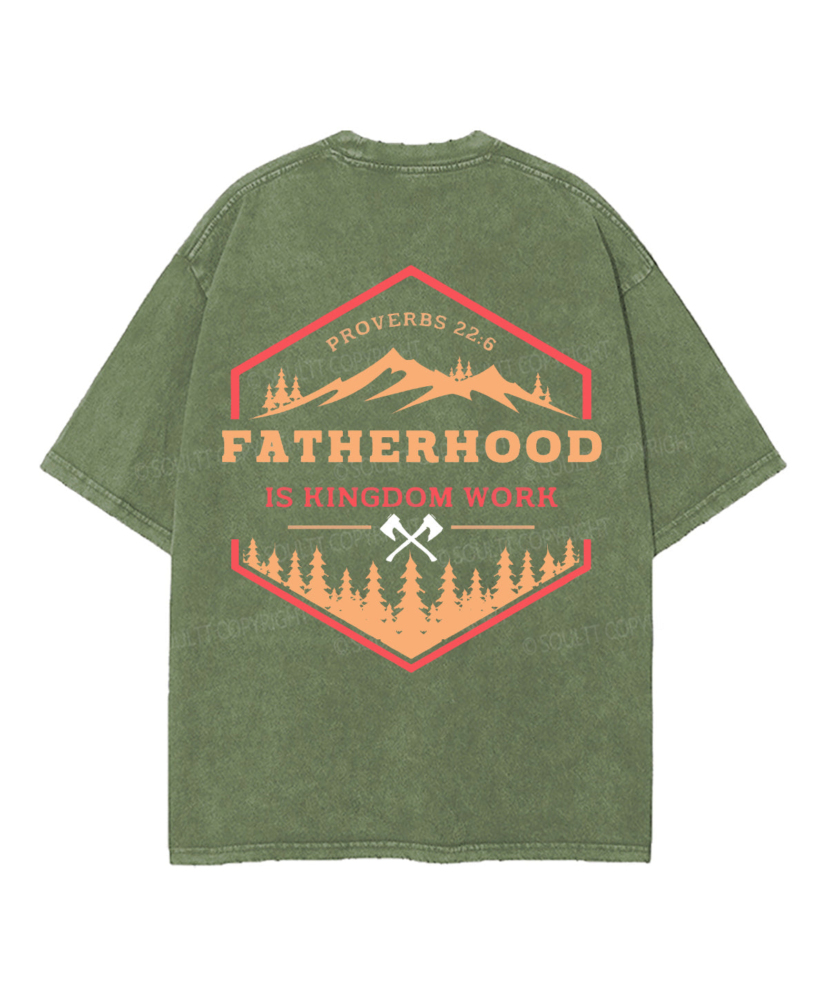 Fatherhood Is Kingdom Work Double Sided Unisex Washed Christian T-shirt