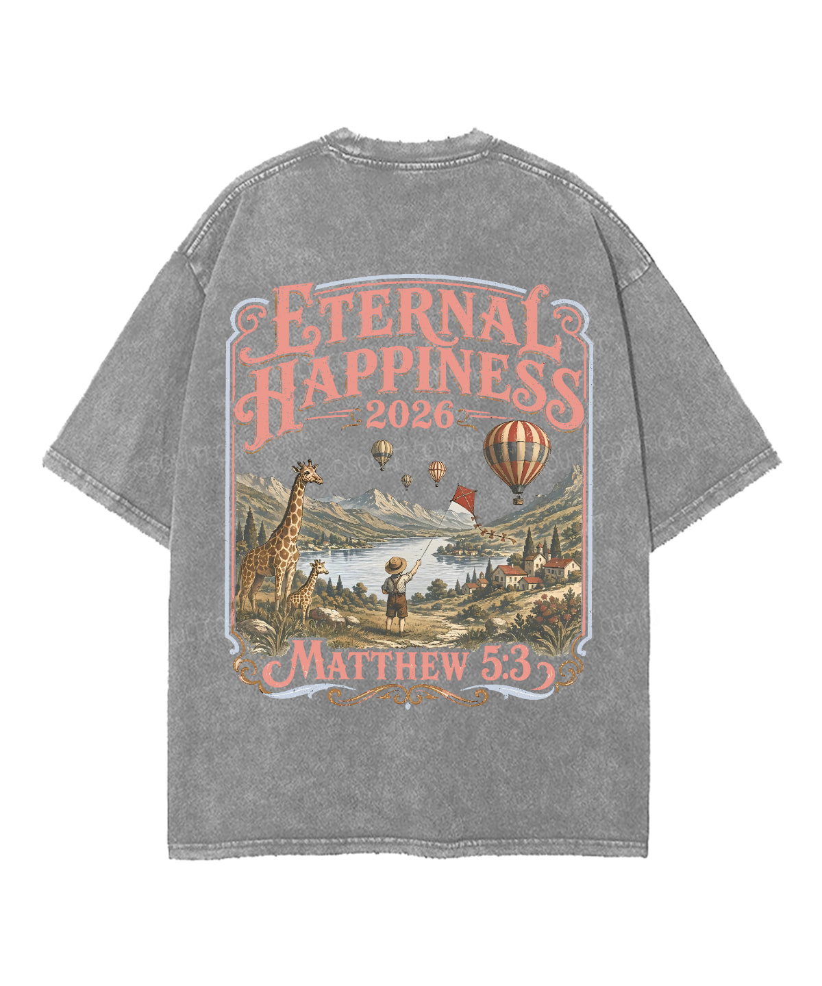 Eternal Happiness Double Sided Unisex Washed Christian T-shirt