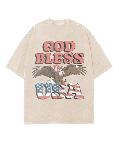 God Bless The USA Double Sided Unisex Washed Christian T-shirt