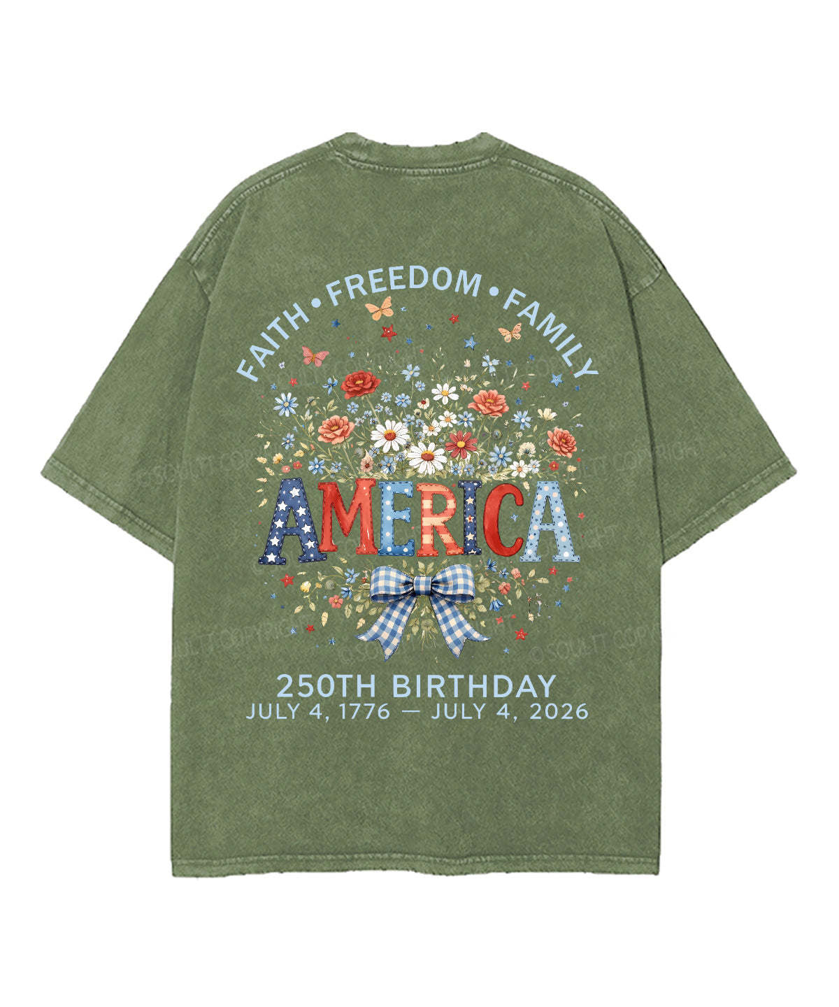 Faith • Freedom • Family Double Sided Unisex Washed Christian T-shirt