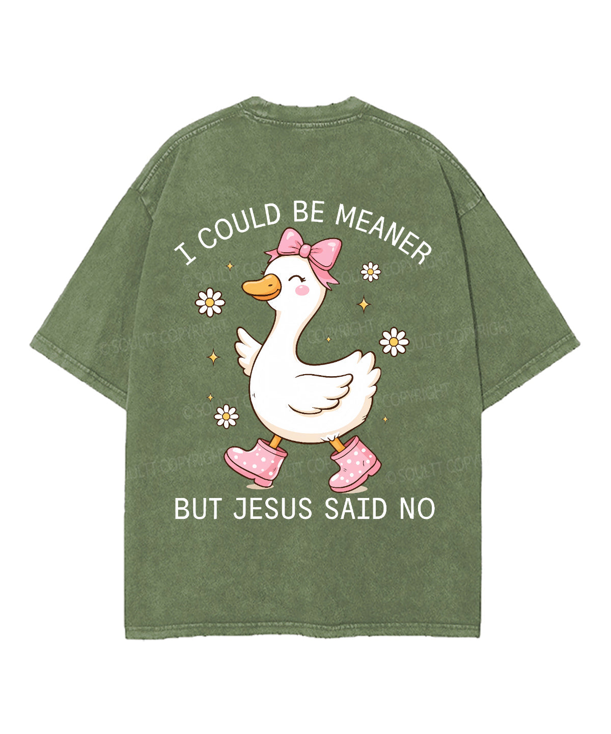 I Could Be Meaner But Jesus Said No Double Sided Unisex Washed Christian T-shirt
