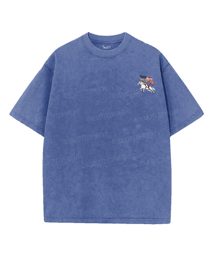We Love Jesus,And America Too Double Sided Unisex Washed Christian T-shirt
