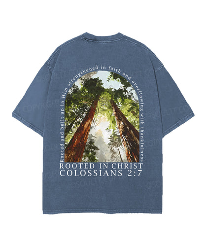 Rooted In Christ Double Sided Unisex Christian Washed T-Shirt & Shorts