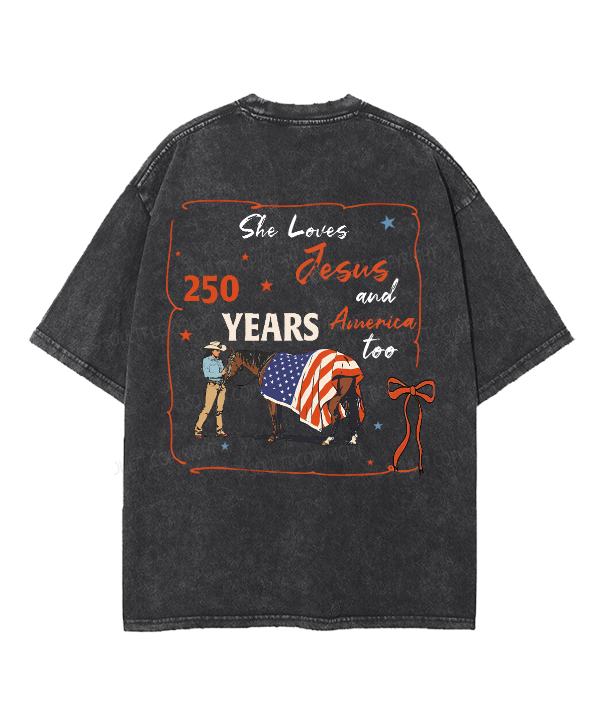 250 Years America Anniversary Double Sided Unisex Washed Christian T-shirt