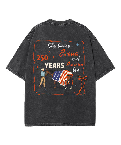 250 Years America Anniversary Double Sided Unisex Washed Christian T-shirt
