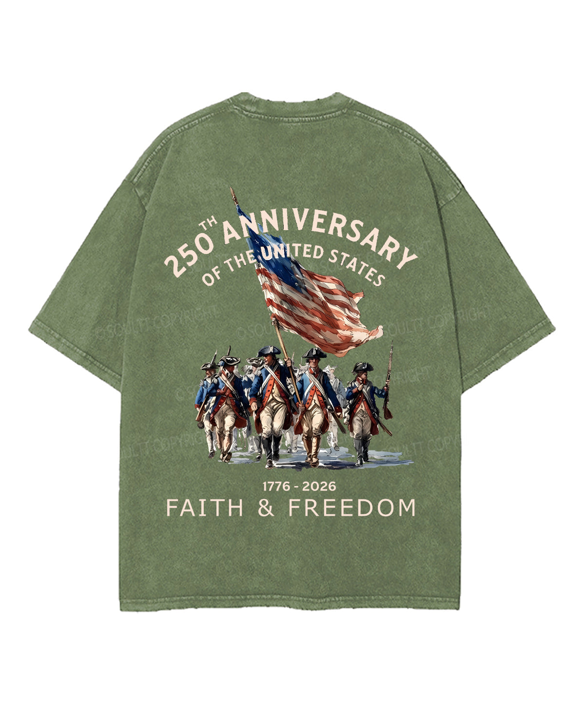 250 Years America Anniversary Double Sided Unisex Washed Christian T-shirt
