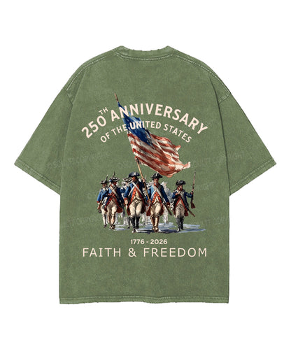 250 Years America Anniversary Double Sided Unisex Washed Christian T-shirt