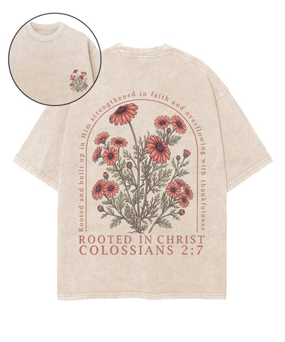 Rooted In Christ Double Sided Unisex Washed Christian T-shirt