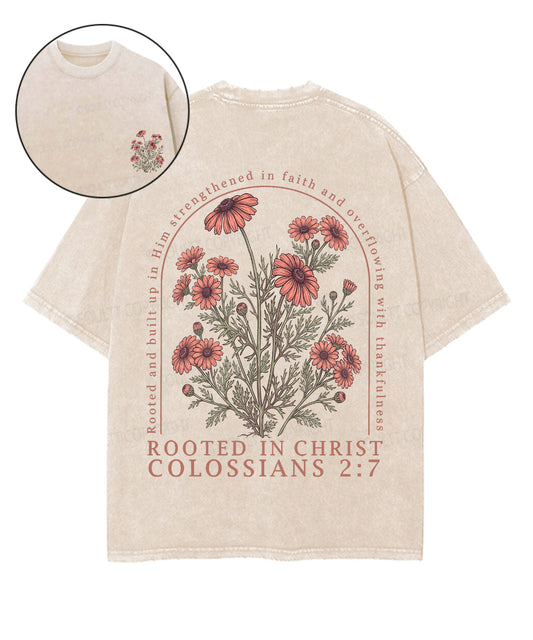 Rooted In Christ Double Sided Unisex Washed Christian T-shirt