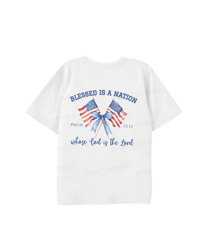 Kids Blessed Is A Nation Whose god Is The Lord Cotton Christian T-shirt