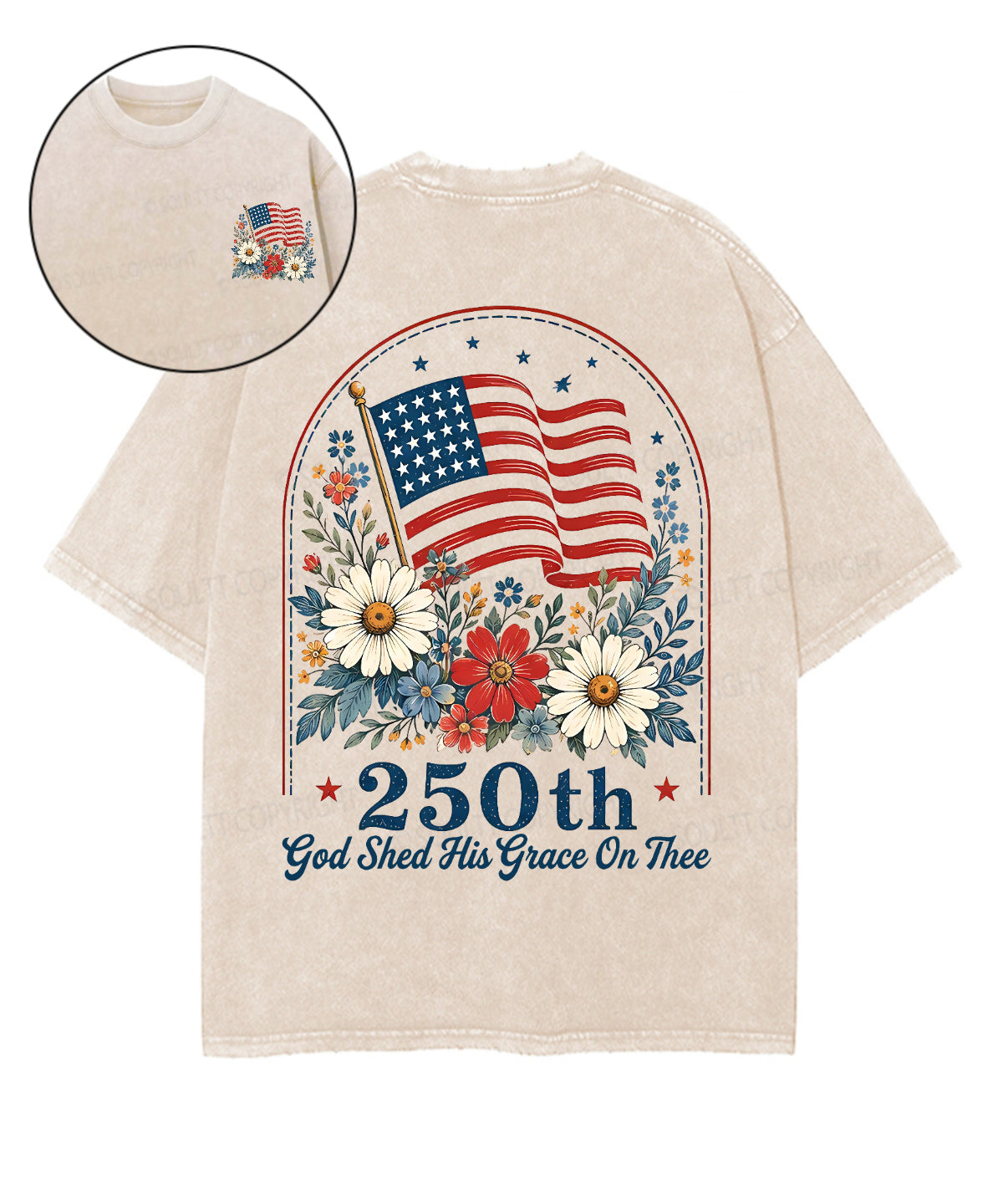 God Shed His Grace On Thee Double Sided Unisex Washed Christian T-shirt