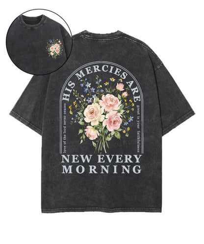 His Mercies Are New Every Morning Double Sided Unisex Washed Christian T-shirt
