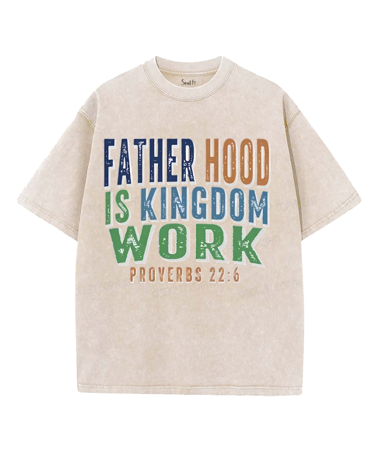 Fatherhood Is Kingdom Work Unisex Washed Christian T-shirt