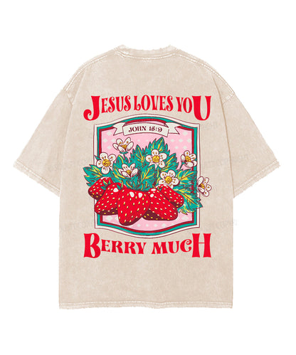Jesus Loves You Double Sided Unisex Washed Christian T-shirt