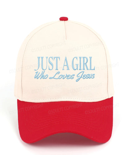 Just A Girl Who Loves Jesus Embroidered Christian Trucker Hat
