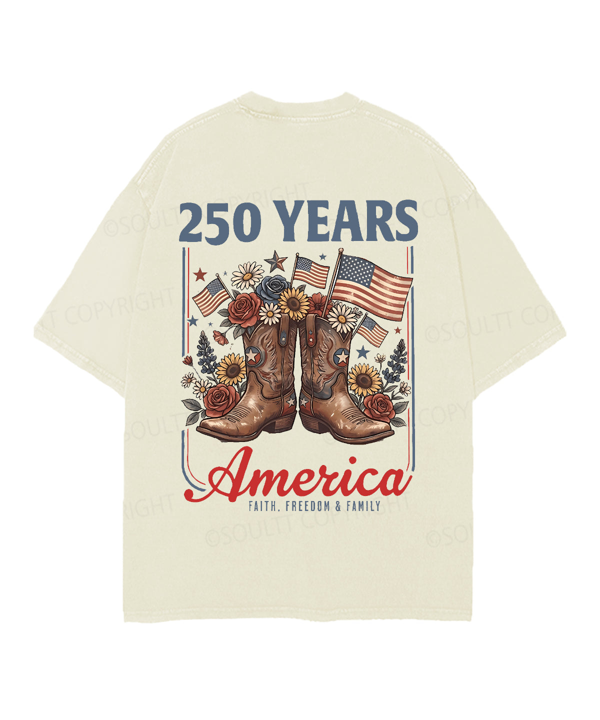 250 Years America Anniversary Double Sided Unisex Christian Washed T-Shirt & Shorts