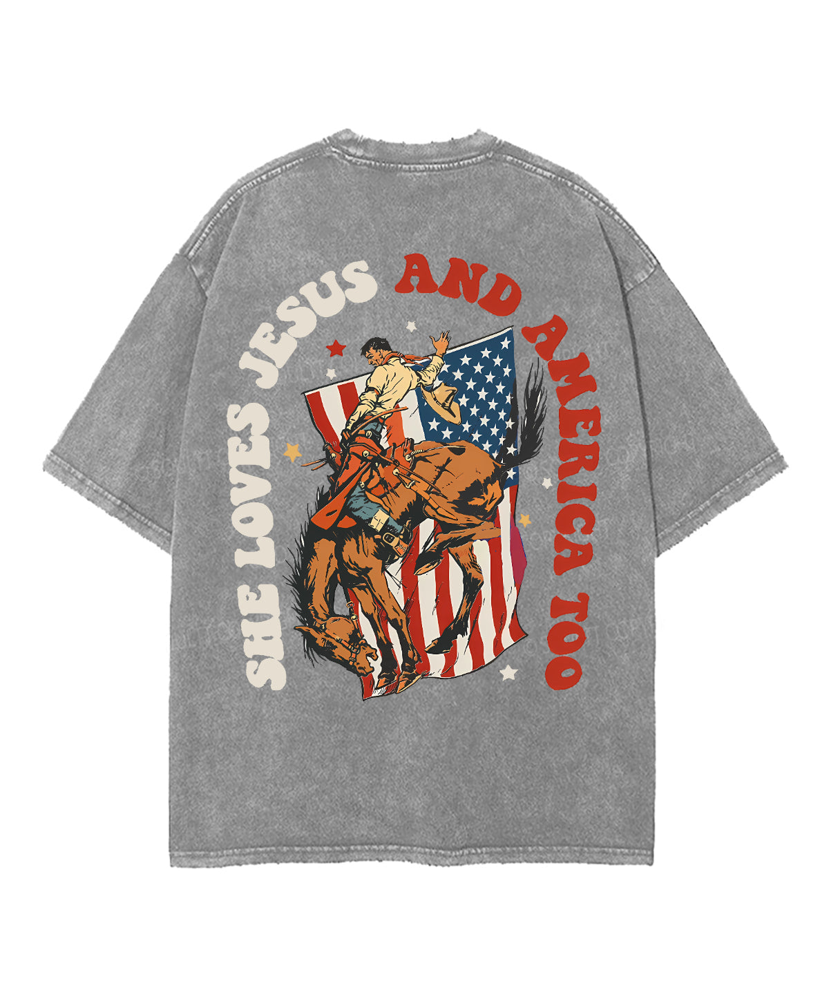 She Loves Jesus And America Too Double Sided Unisex Washed Christian T-shirt