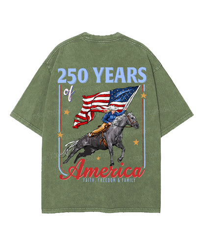 250 Years America Anniversary Double Sided Unisex Washed Christian T-shirt