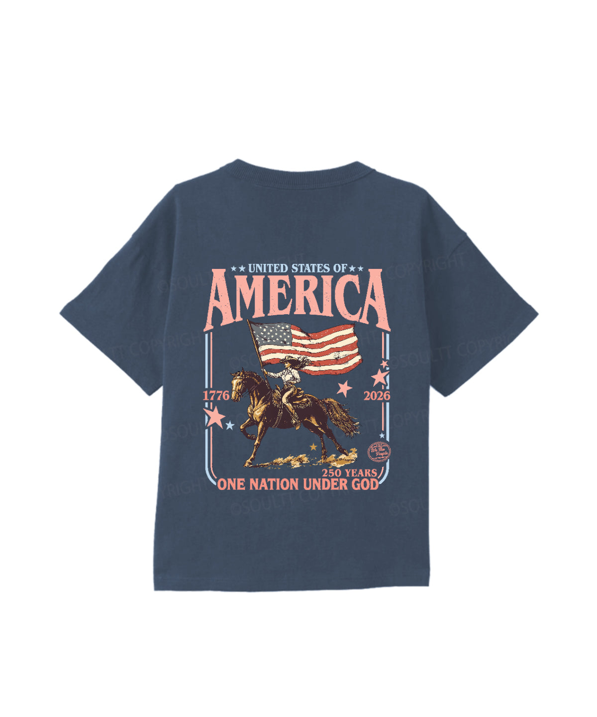 Kids One Nation Under God Double Sided Cotton Christian T-shirt