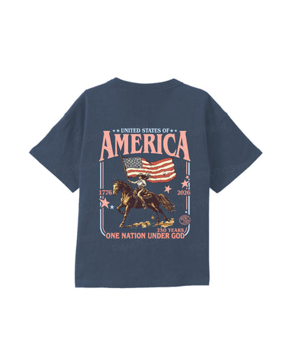 Kids One Nation Under God Double Sided Cotton Christian T-shirt