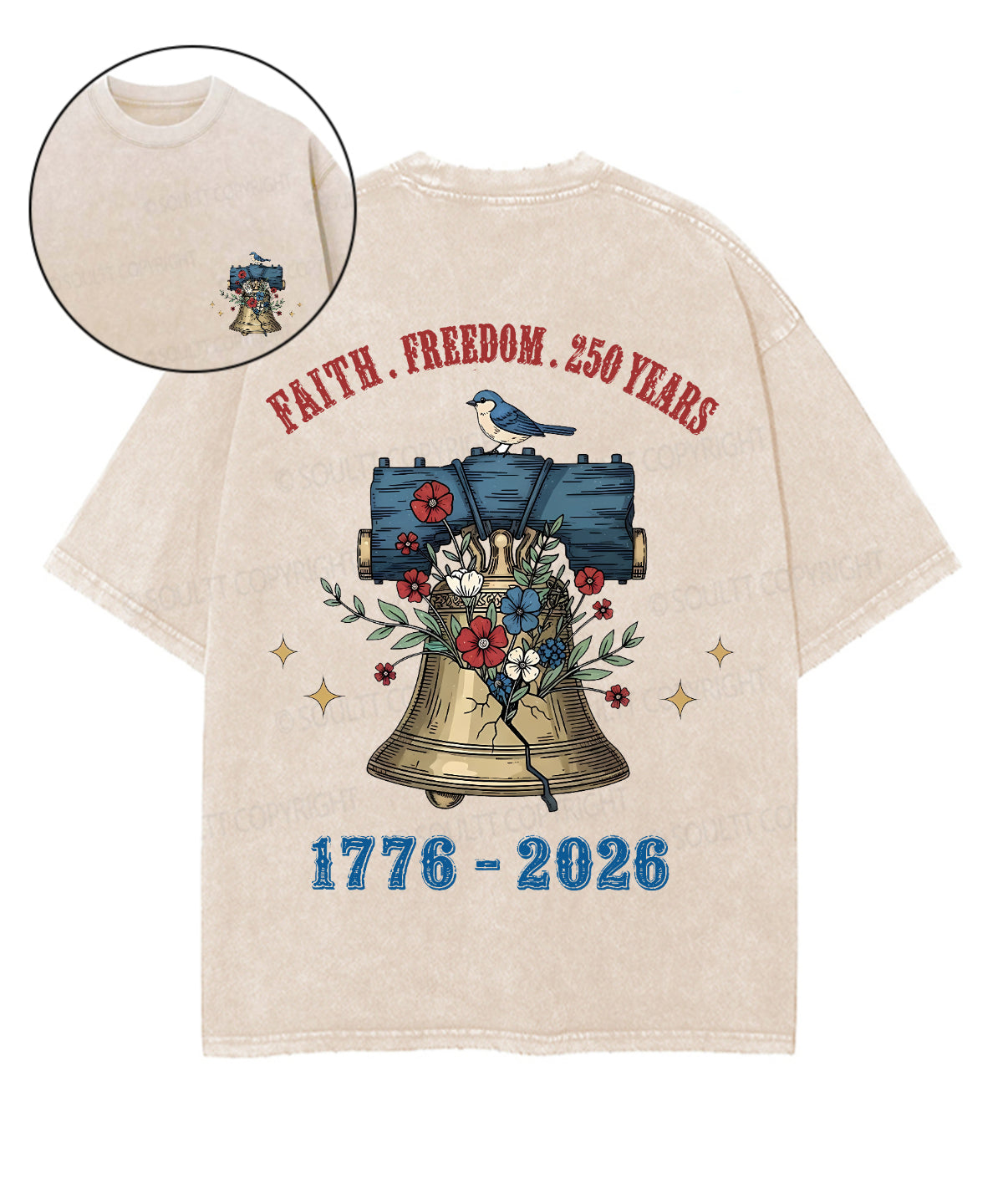 250 Years America Anniversary Double Sided Unisex Washed Christian T-shirt