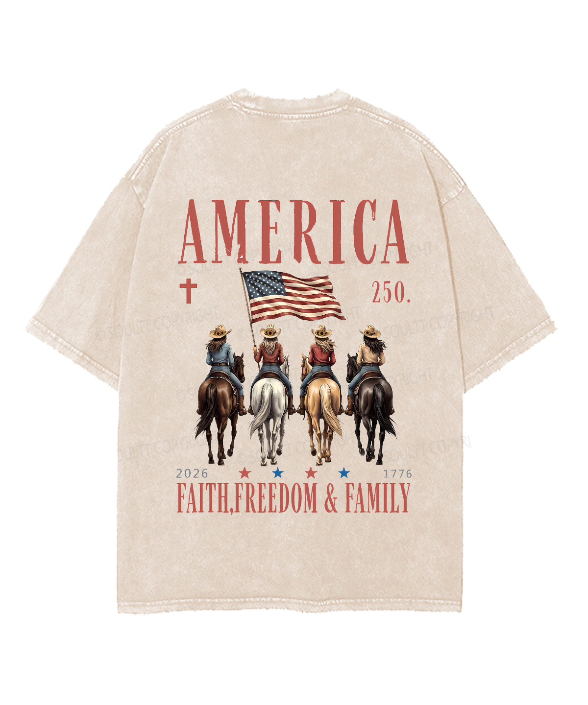 250 Years America Anniversary Double Sided Unisex Washed Christian T-shirt