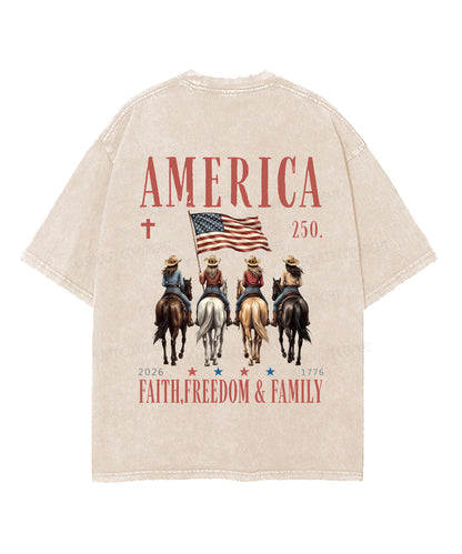 250 Years America Anniversary Double Sided Unisex Washed Christian T-shirt