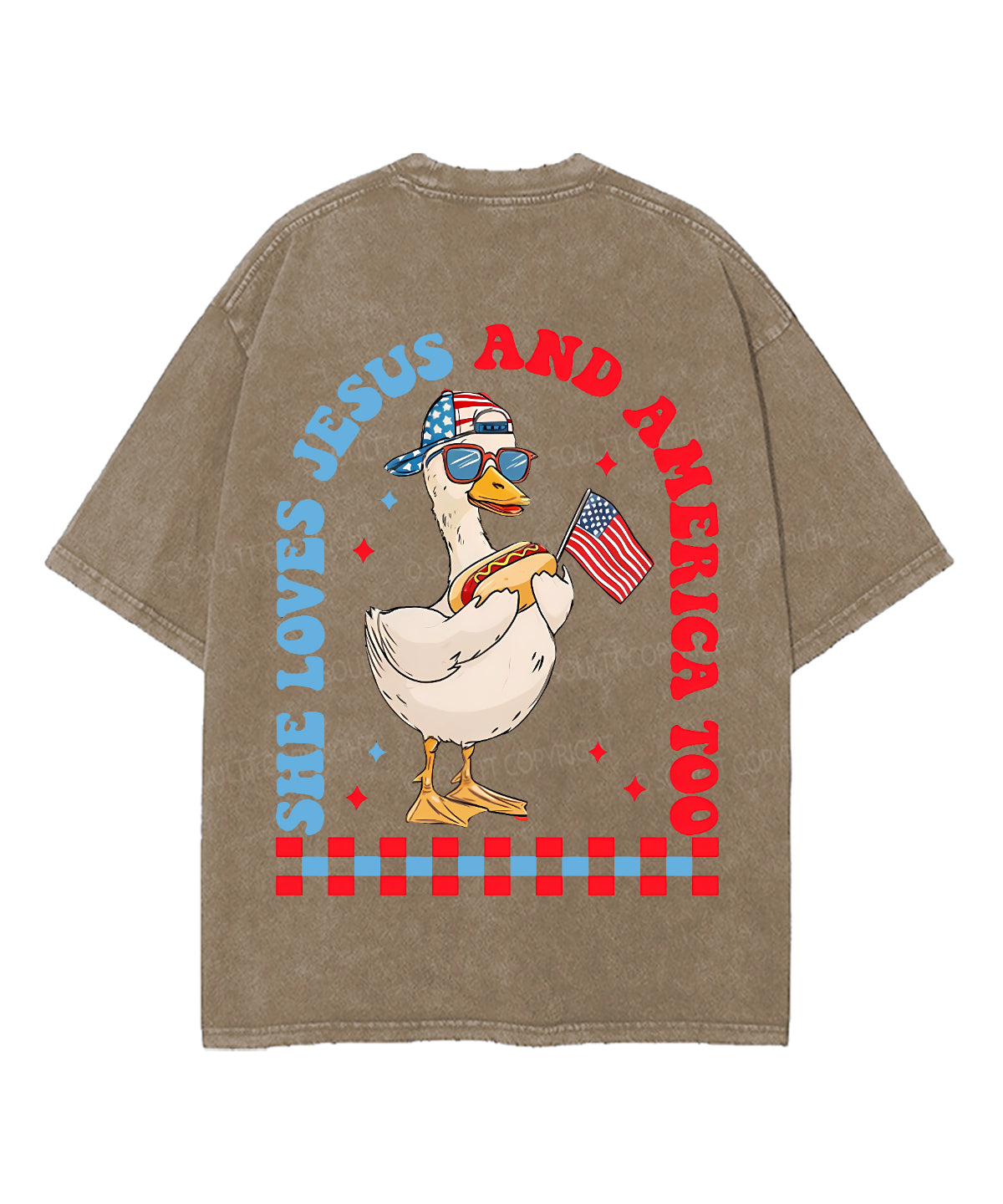 She Loves Jesus And America Double Sided Unisex Washed Christian T-shirt