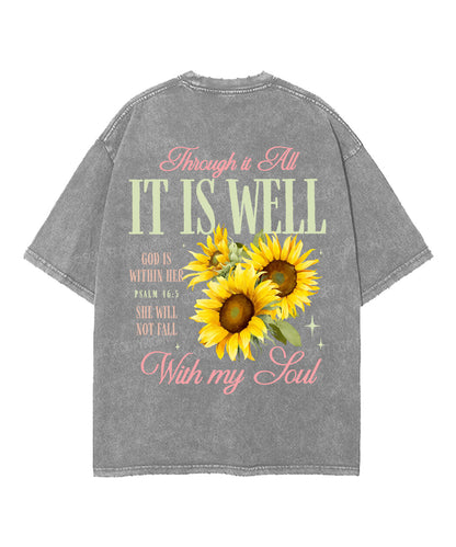 It Is Well With My Soul Double Sided Unisex Washed Christian T-shirt