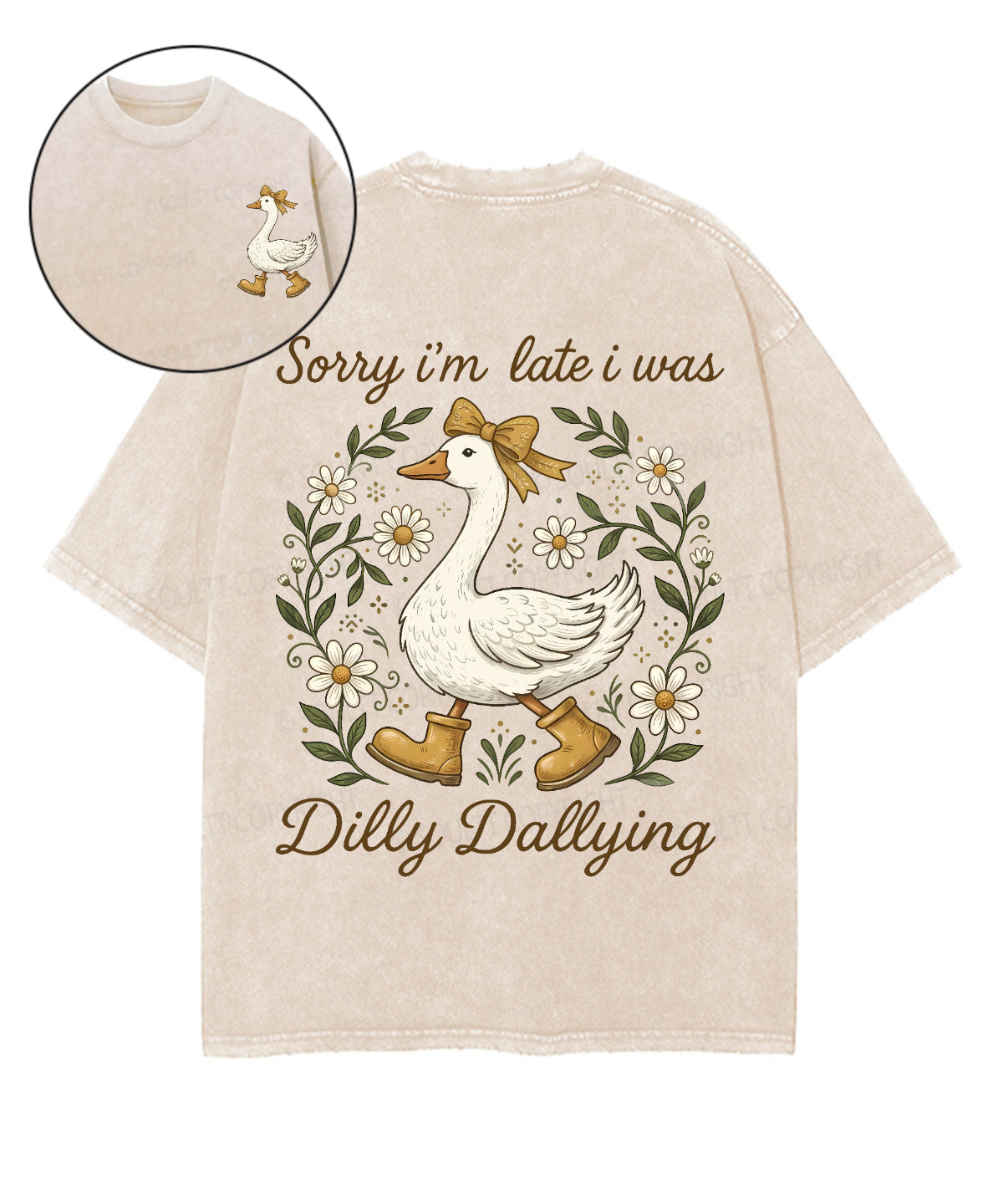 Sorry I’m Late, His Timing Not Mine Double Sided Unisex Washed Christian T-shirt