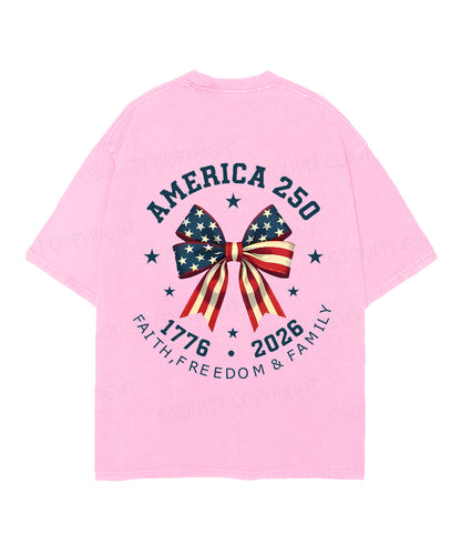 250 Years America Anniversary Double Sided Unisex Christian Washed T-Shirt & Shorts