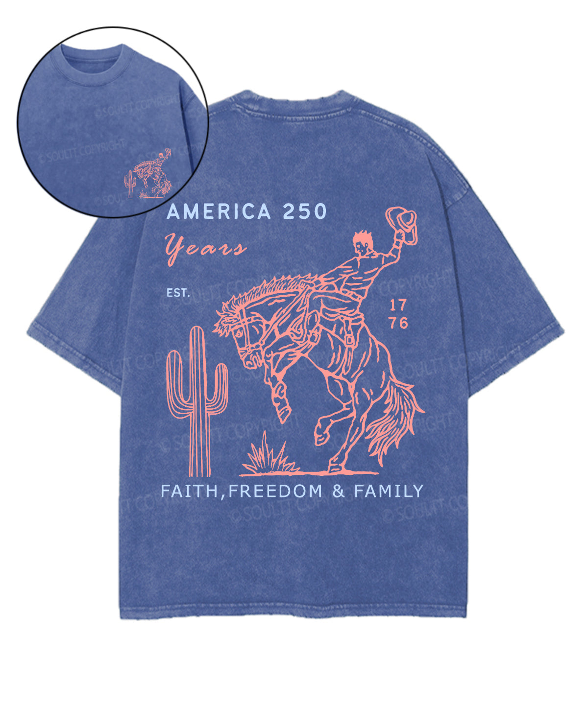 250 Years America Anniversary Double Sided Unisex Washed Christian T-shirt