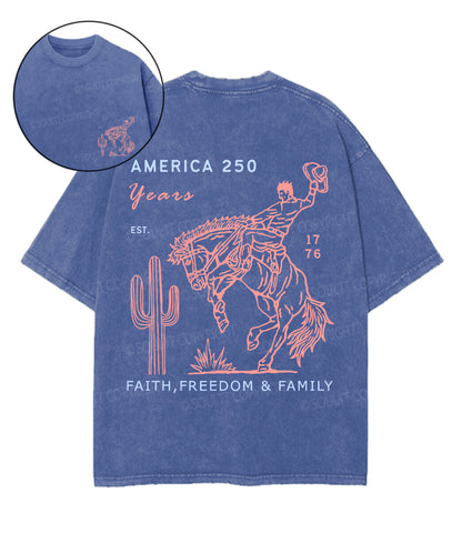 250 Years America Anniversary Double Sided Unisex Washed Christian T-shirt