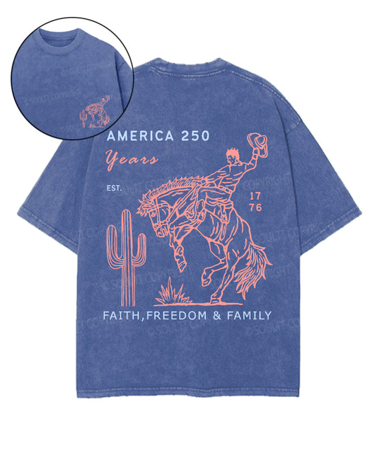 250 Years America Anniversary Double Sided Unisex Washed Christian T-shirt