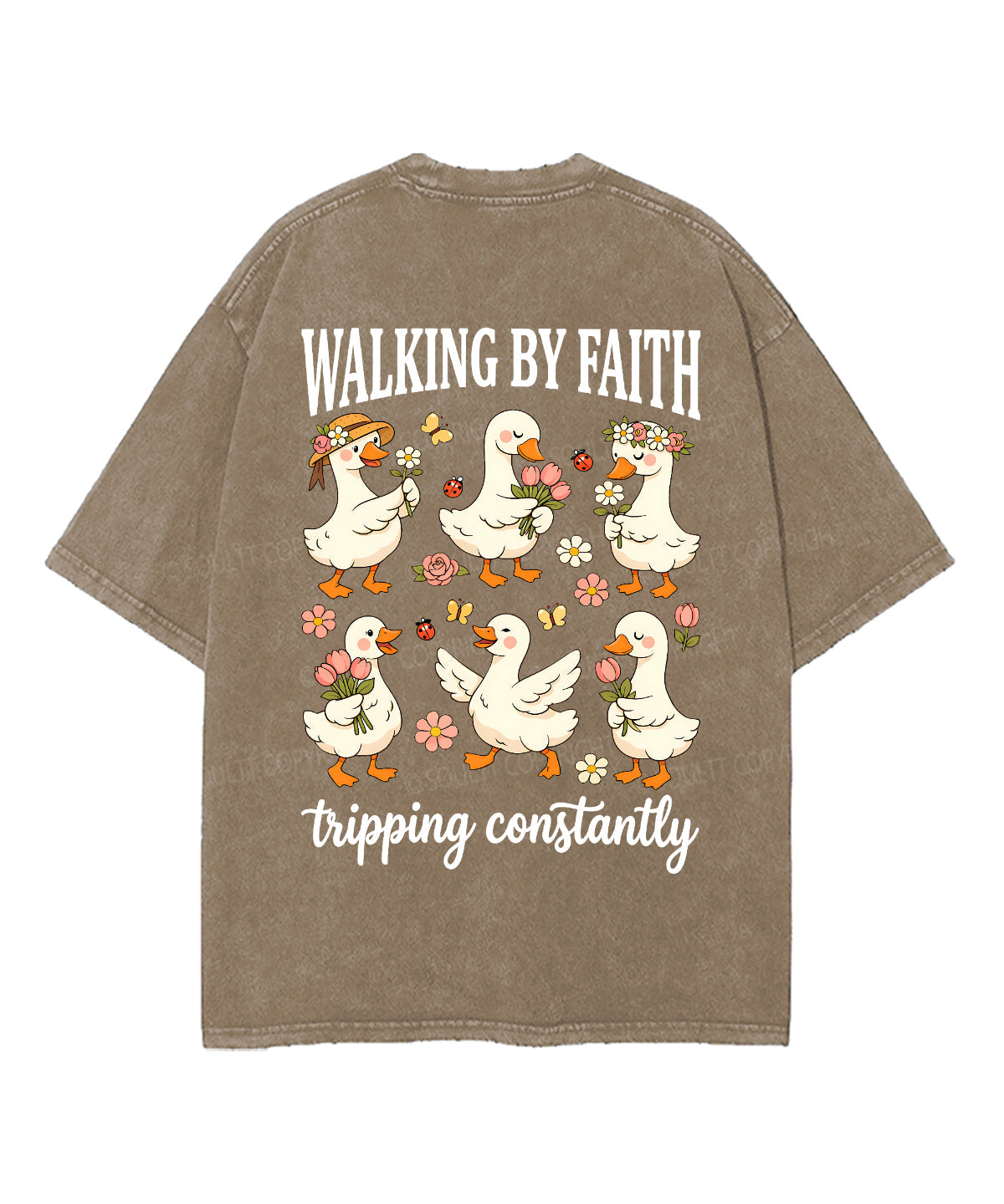 Walking By Faith Tripping Constantly Double Sided Unisex Washed Christian T-shirt