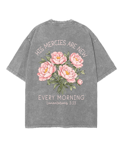 His Mercies Are New Every Morning Double Sided Unisex Washed Christian T-shirt