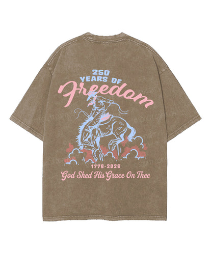 250 Years America Anniversary Double Sided Unisex Washed Christian T-shirt