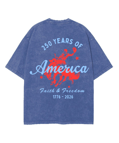 250 Years America Anniversary Double Sided Unisex Washed Christian T-shirt
