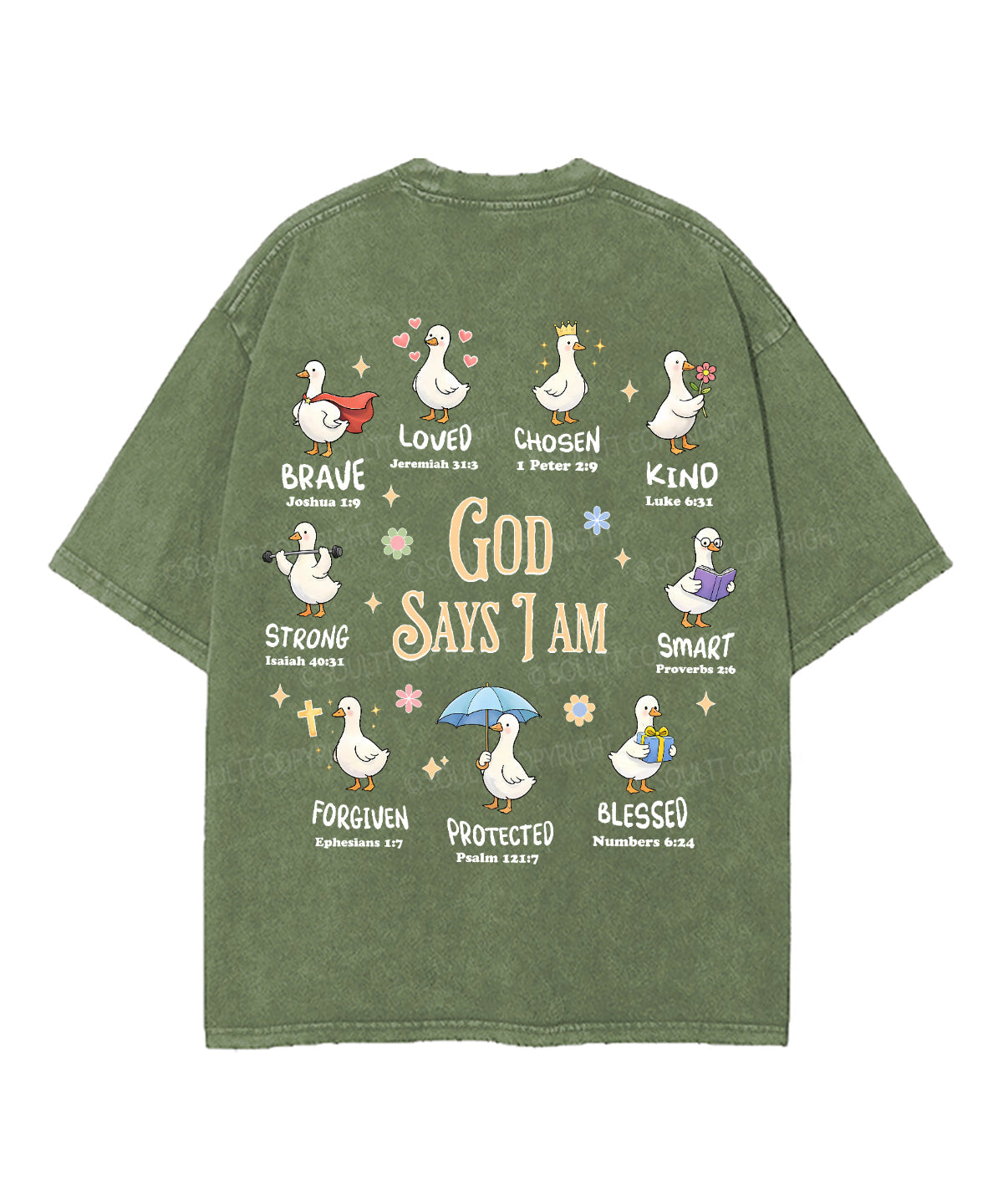 God Says I Am Double Sided Unisex Washed Christian T-shirt