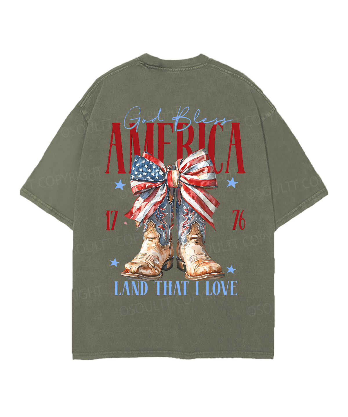 God Bless America Double Sided Unisex Christian Washed T-Shirt & Shorts
