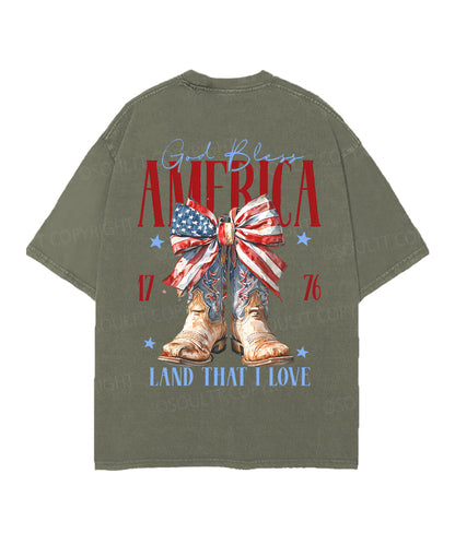God Bless America Double Sided Unisex Christian Washed T-Shirt & Shorts