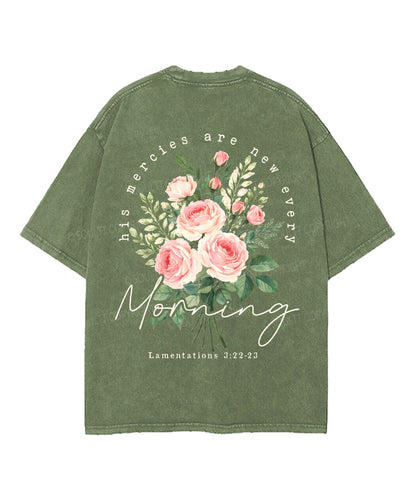 His Mercies Are New Every Morning Double Sided Unisex Washed Christian T-shirt