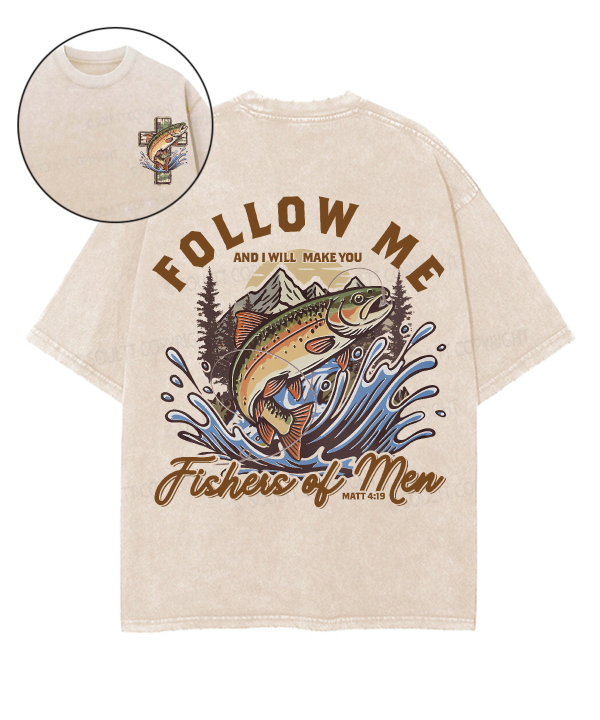 Fishers Of Men Double Sided Unisex Washed Christian T-shirt