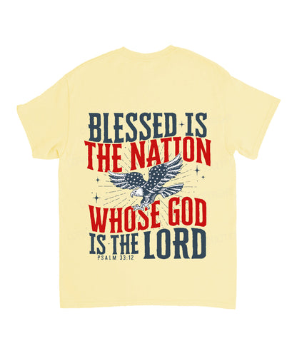 Blessed Is The Nation Whose God Is The Lord Double Sided Unisex Cotton Christian T-Shirt