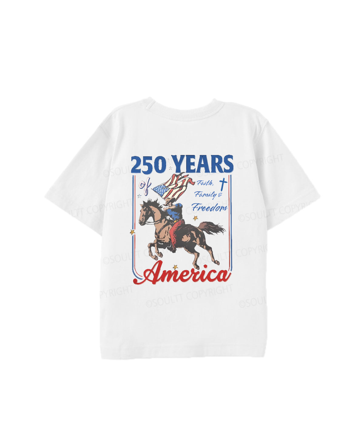 Kids 250 Years America Anniversary Double Sided Cotton Christian T-shirt