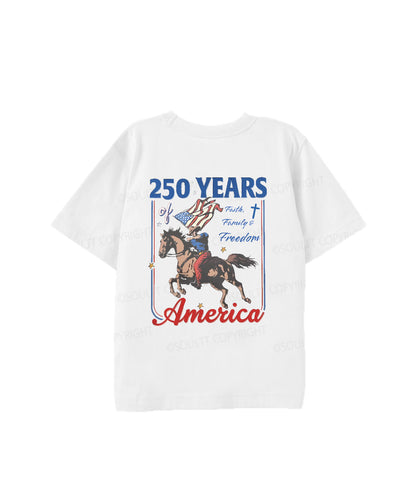 Kids 250 Years America Anniversary Double Sided Cotton Christian T-shirt