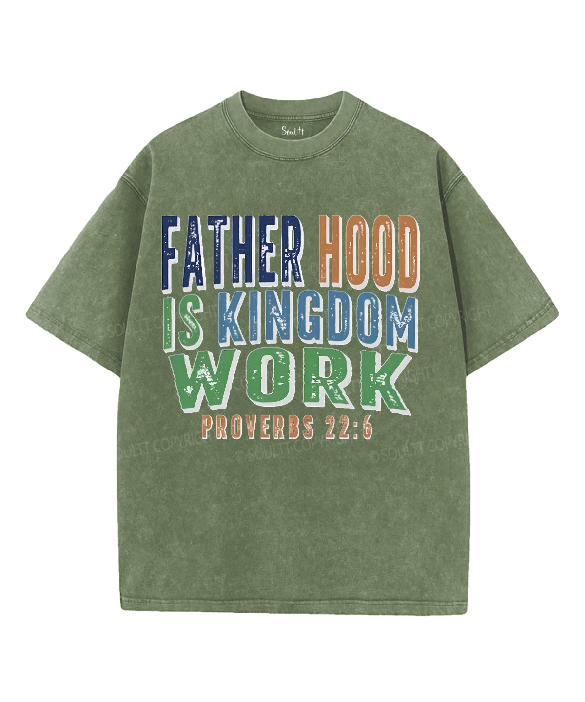 Fatherhood Is Kingdom Work Unisex Washed Christian T-shirt