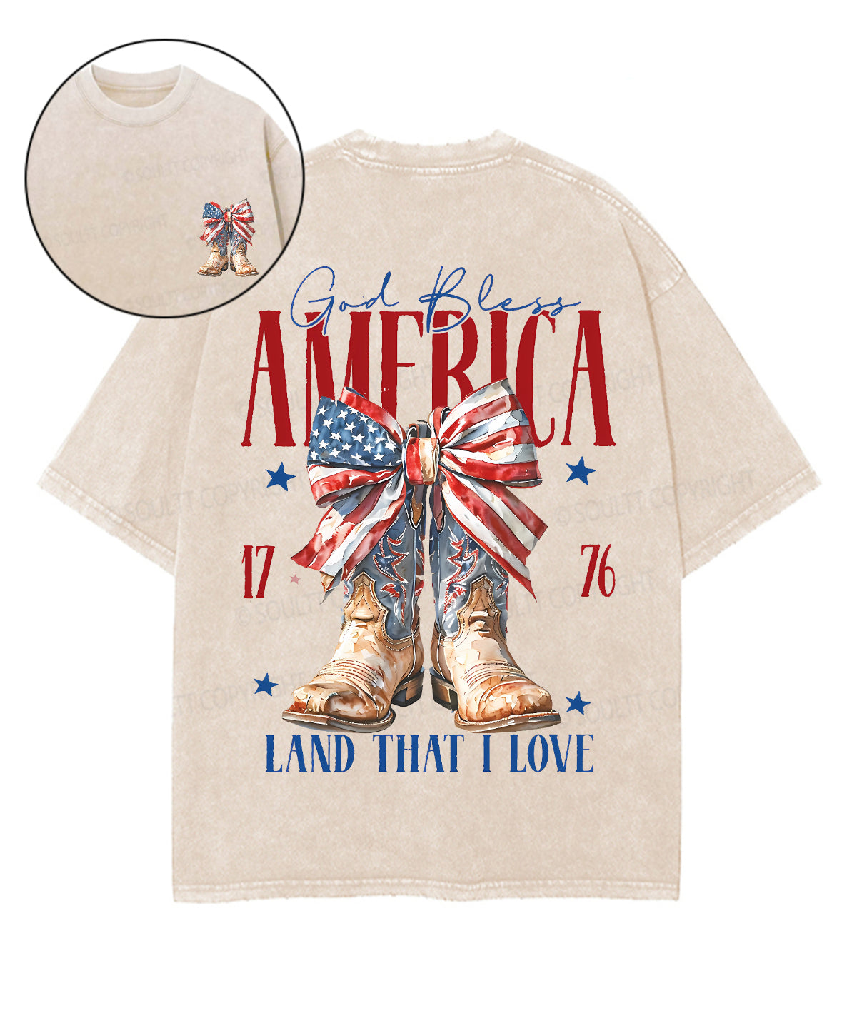 God Bless America Double Sided Unisex Washed Christian T-shirt